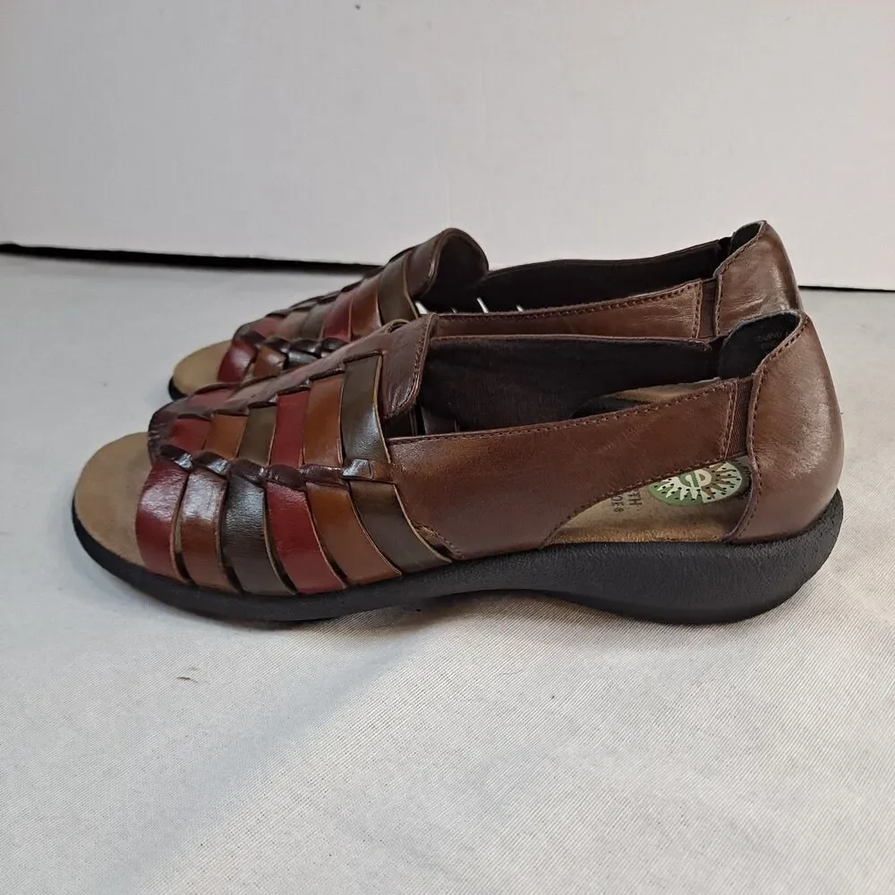 Earth Shoe Cupid Sandals Women's Size 10 Multicolor Braided Leather Boho Hippie